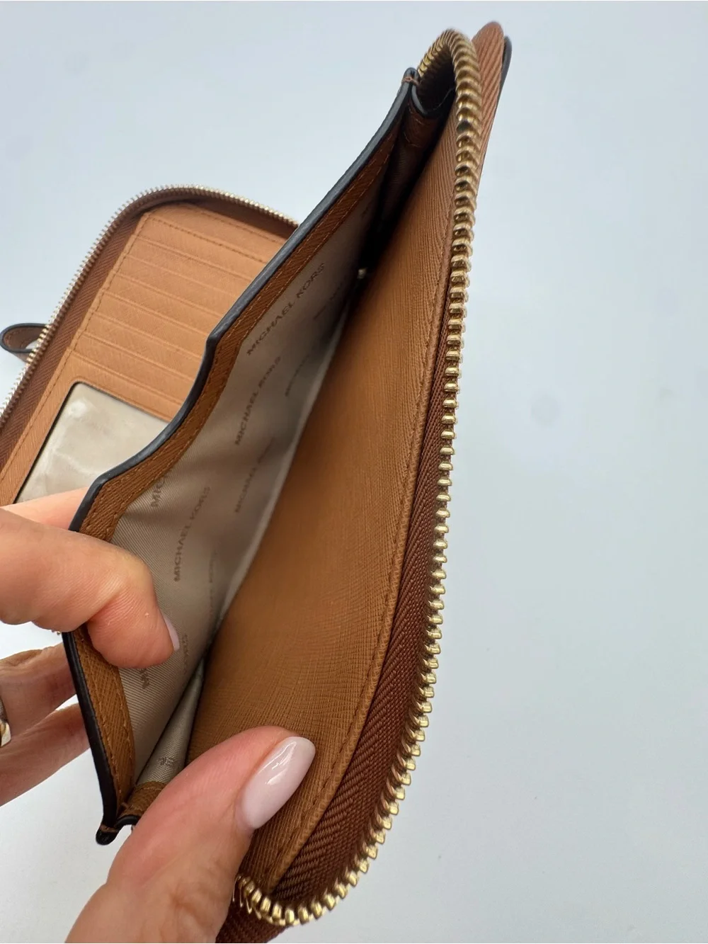 Michael Kors Tan Saffiano Leather Wristlet Wallet